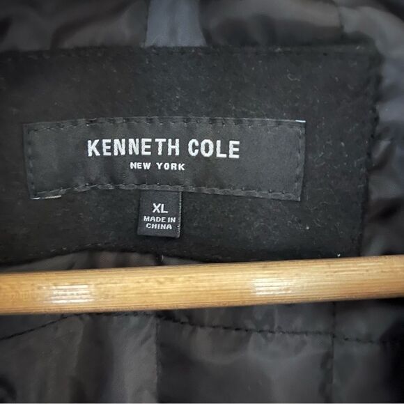 Men’s Kenneth Cole Wool Blend Coat with Faux Zipper Vest, Quilted Lining XL - Picture 8 of 8